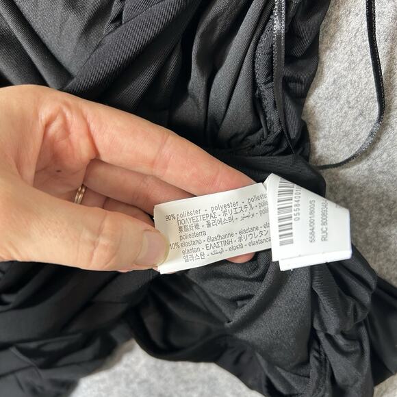 Zara Asymmetrical Ruched One Leg One Shoulder Black Jumpsuit Size Small - Picture 9 of 10